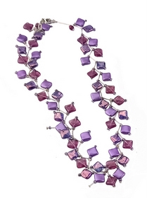 Necklace with square glass beads